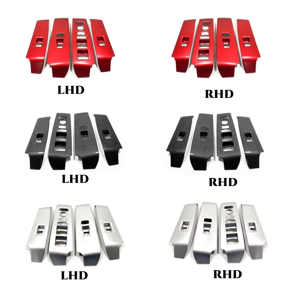 For Honda Civic 11th Gen LHD/RHD 2021 2022 2023 ABS Carbon Car Side Door Window Glass Lift Switch Trim Interior Accessories 4pcs