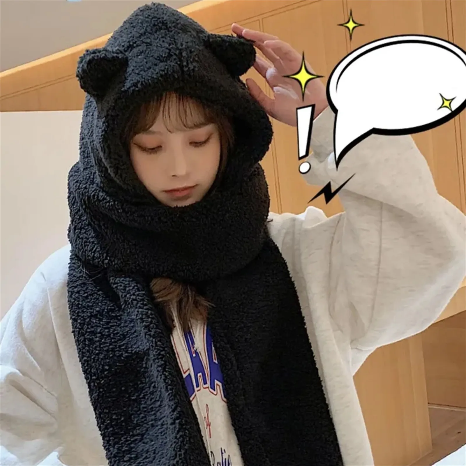 Beanies Daily Accessories Scarf Women Winter 2023 Thick Warm Set Knitted Solid Color Neckerchief Scarf 2024 Bonnet Femme Hiver