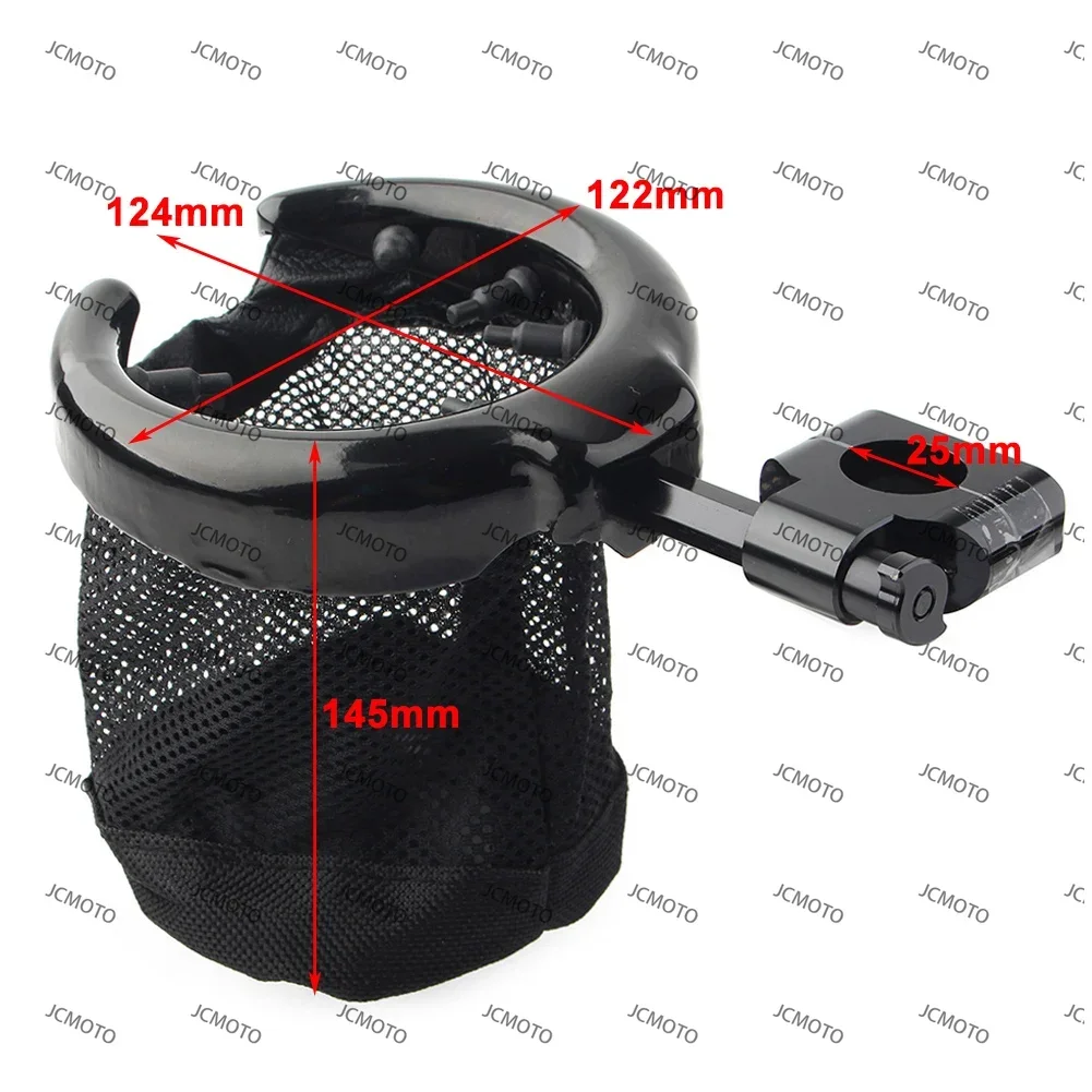 

For Harley Dyna FXD etc. Motorcycle 1'' 25mm Handlebar Cup Holder Universal Metal Drink Basket Black