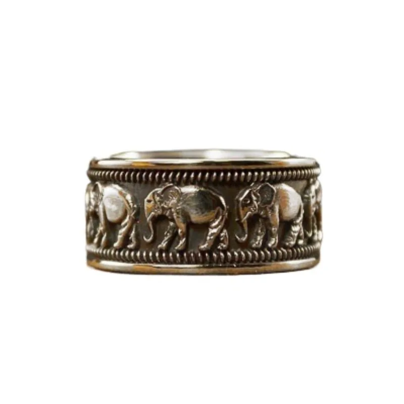 Creative Retro Exquisite Alloy Elephant Ring Fashion Personality Ethnic Style Men and Women Holiday Party Jewelry Accessories