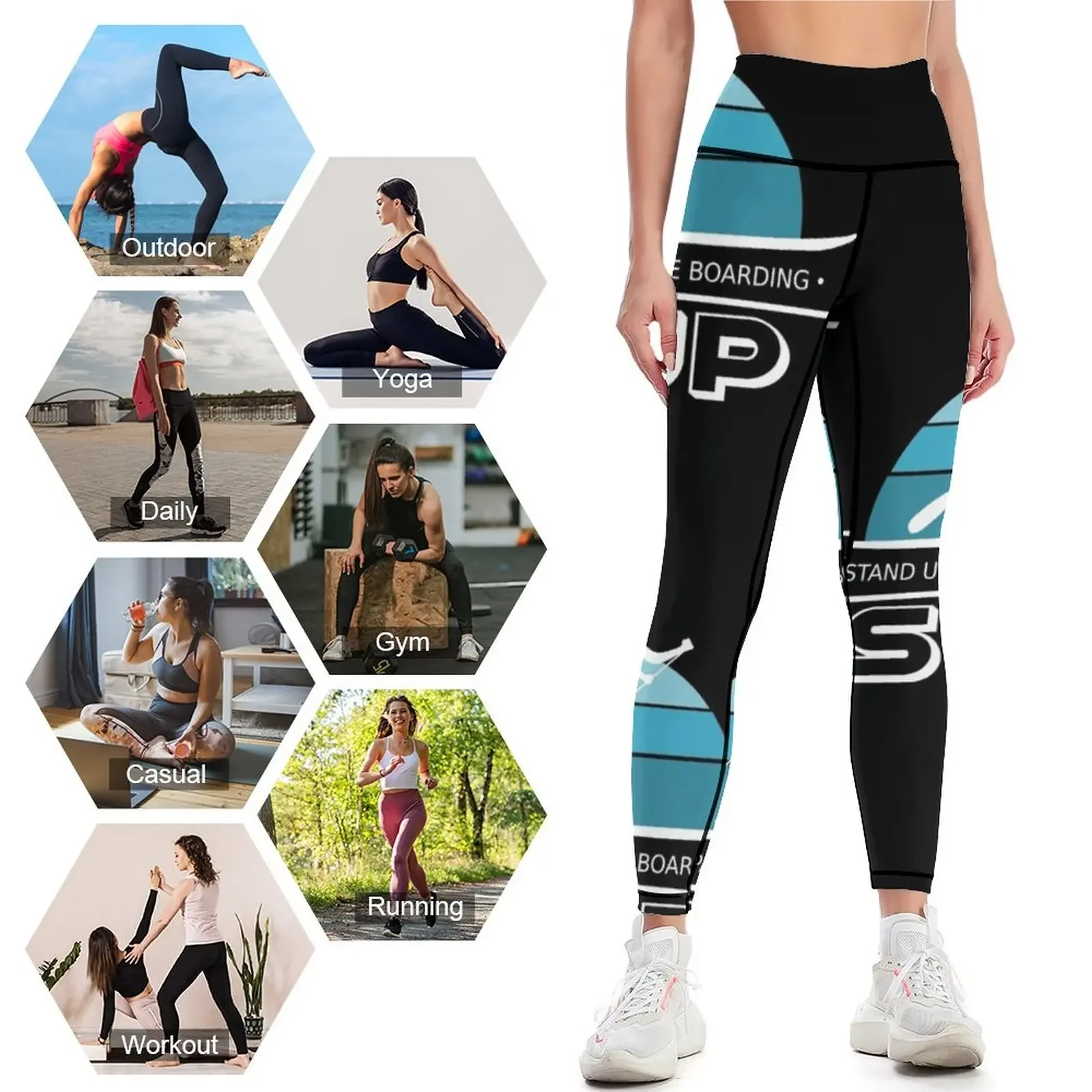 SUP Stand up paddleboard atardecer Leggings pantalones de gimnasia acampanados Leggings para mujer