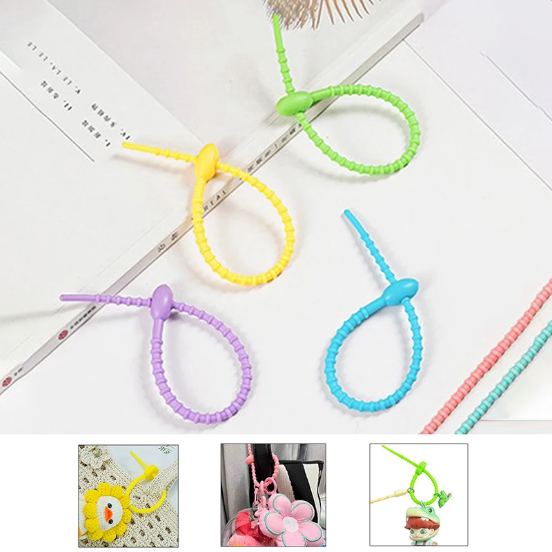 10Pcs Flower Star Shaped Colored Silicone Tie Cute DIY Keychain Pendants For Earphone Charge Cable Line Tie Strap Organizer