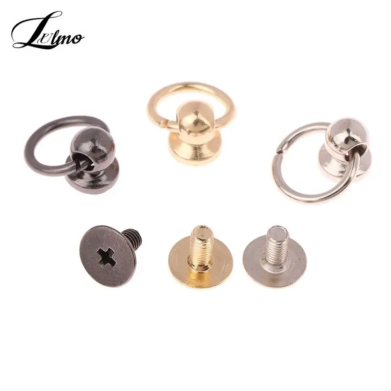 10pcs Gold Silver Black Studs Screw Buckle Accessory Decorative Button With Loop Leathercraft Pacifier Nail