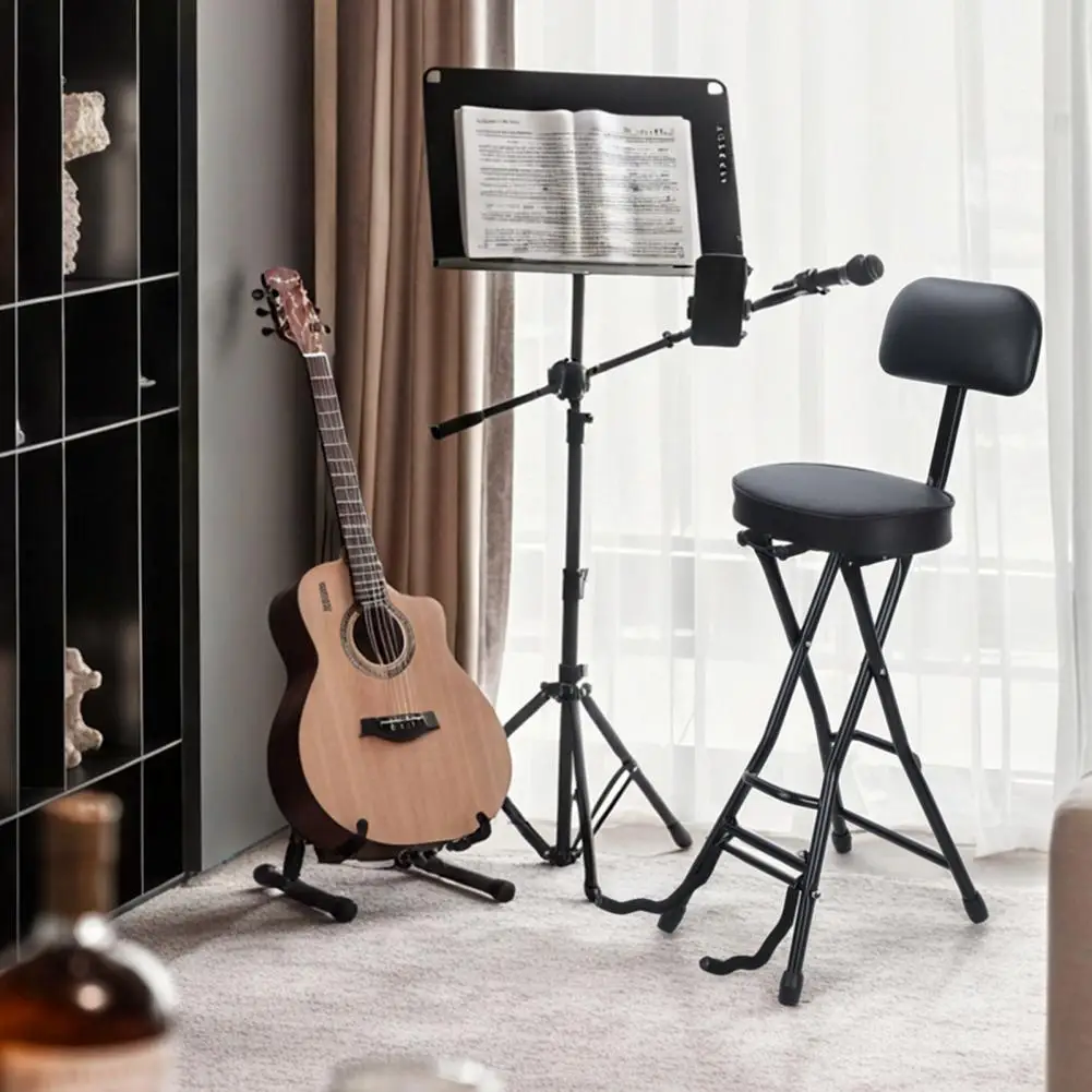 Akcesoria specjalne do instrumentów strunowych Gitara Bas Uniwersalny Stołek Krzesło Jednoczęściowe Składane Siedzisko Podnóżek z Wyściółką ﻿