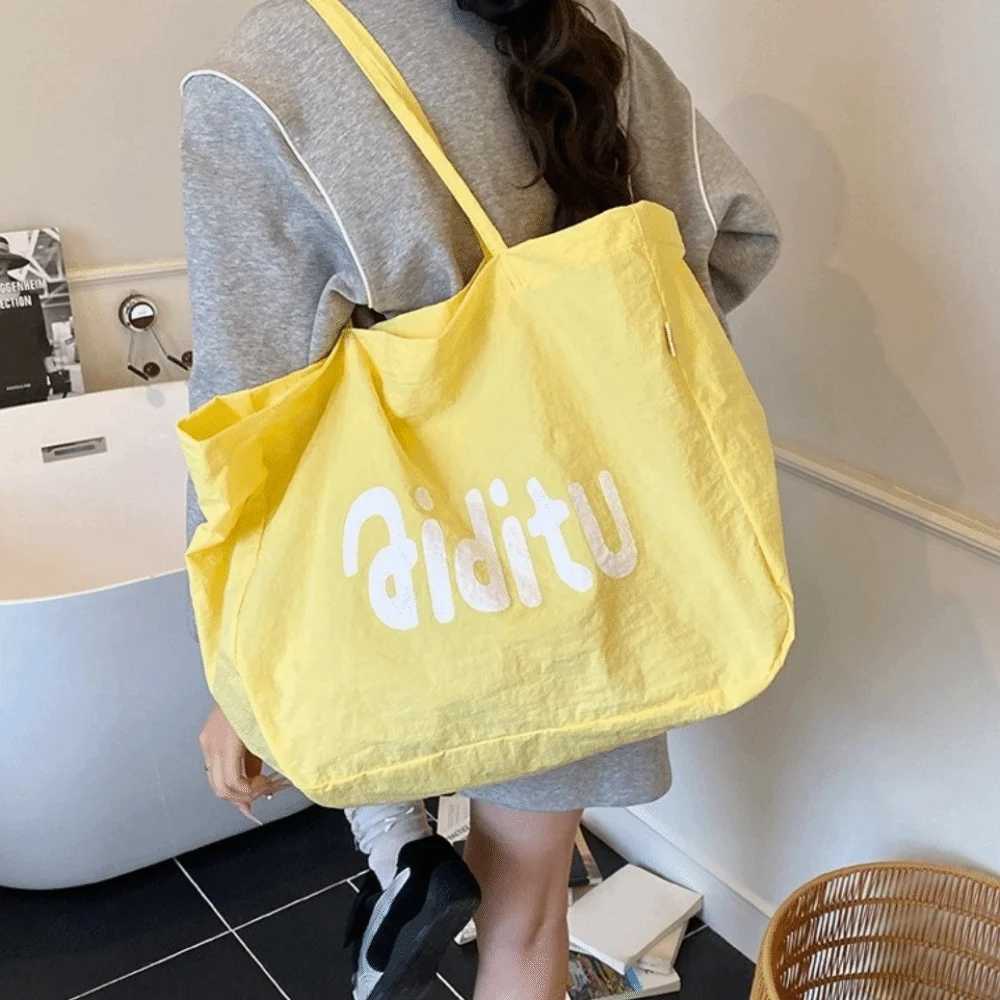 

Fashion Solid Color Oversize Tote Bag High Capacity Commuting Letter Shoulder Bag Travel Versatile Women's Handbag Female