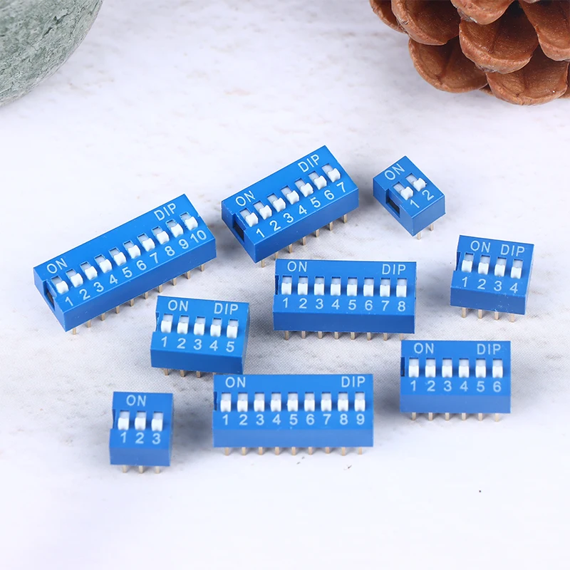 New Sale 10Pcs Slide Type Switch Module 1 2 3 4 5 6 7 8 10Pin DIP Switch Kit 2.54mm Toggle Switch Blue Snap Switches