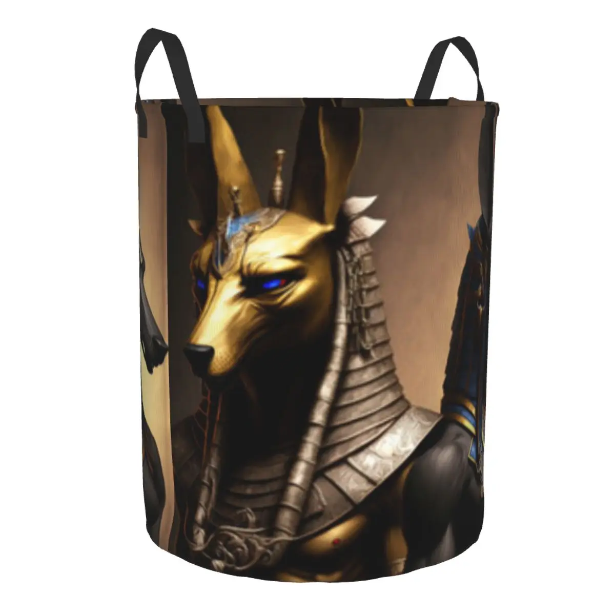 Folding Laundry Basket Egyptian Gods Anubis Horus Round Storage Bin Collapsible Hamper Clothes Bucket Organizer