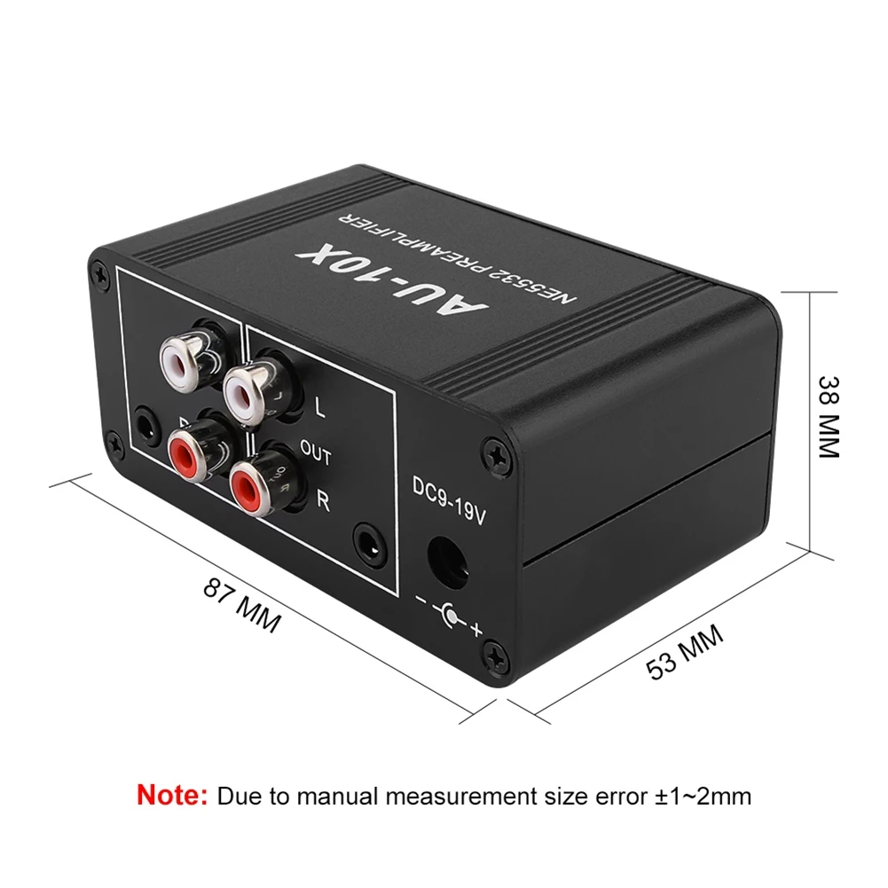 AU-10X NE5532 Amplificador De Sinal De Áudio Estéreo, Amp Headphone Board, 20DB, RCA, Controle De Volume 3,5mm, EU Plug