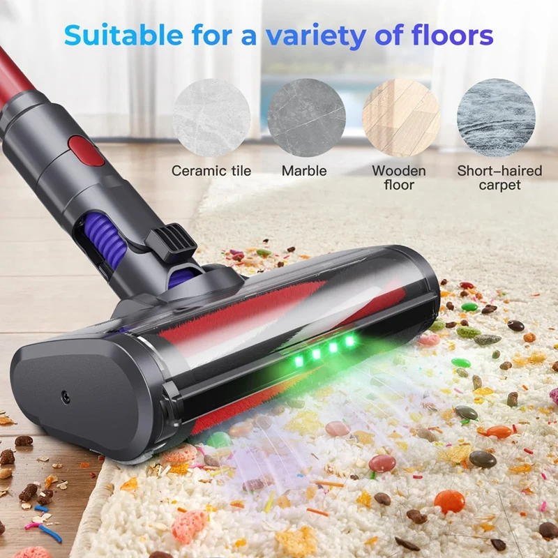 توربين فرشاة أرضية لديسون ، رأس فرشاة ، قطع غيار ، 4 مصابيح ليد للسجاد ، أرضيات صلبة ، V7 ، V8 ، V10 ، V11 ، V15