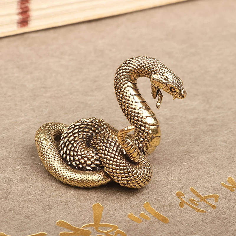 Vintage Copper Snake Ornament Decorations Tea Pet Antique Animal Boa Figurines Miniatures Home Decor Accessories For Living Room