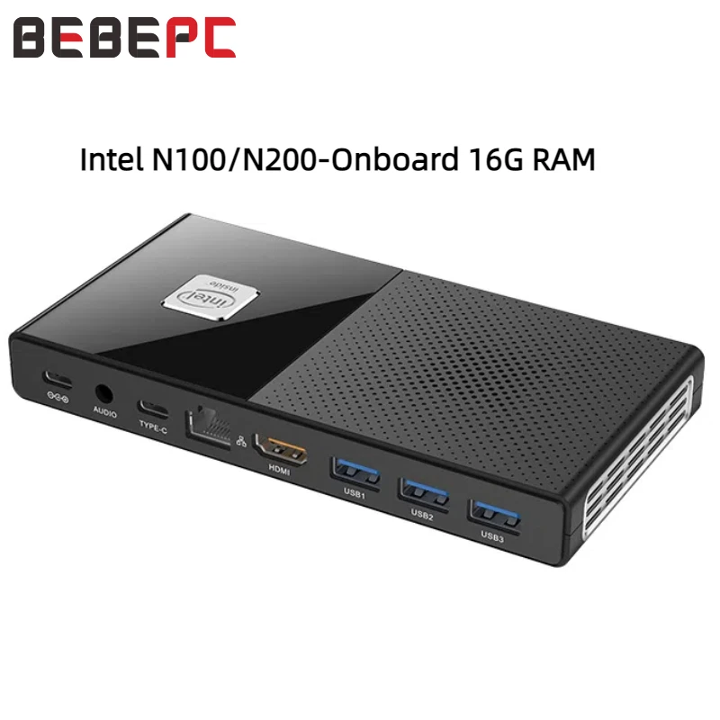 Bebepc intel n100 n200 wifi6 4k 60hz pcie 3,0 nvme intelax201 5g bt 5,2 ubuntu linux windows11 mini pc computer