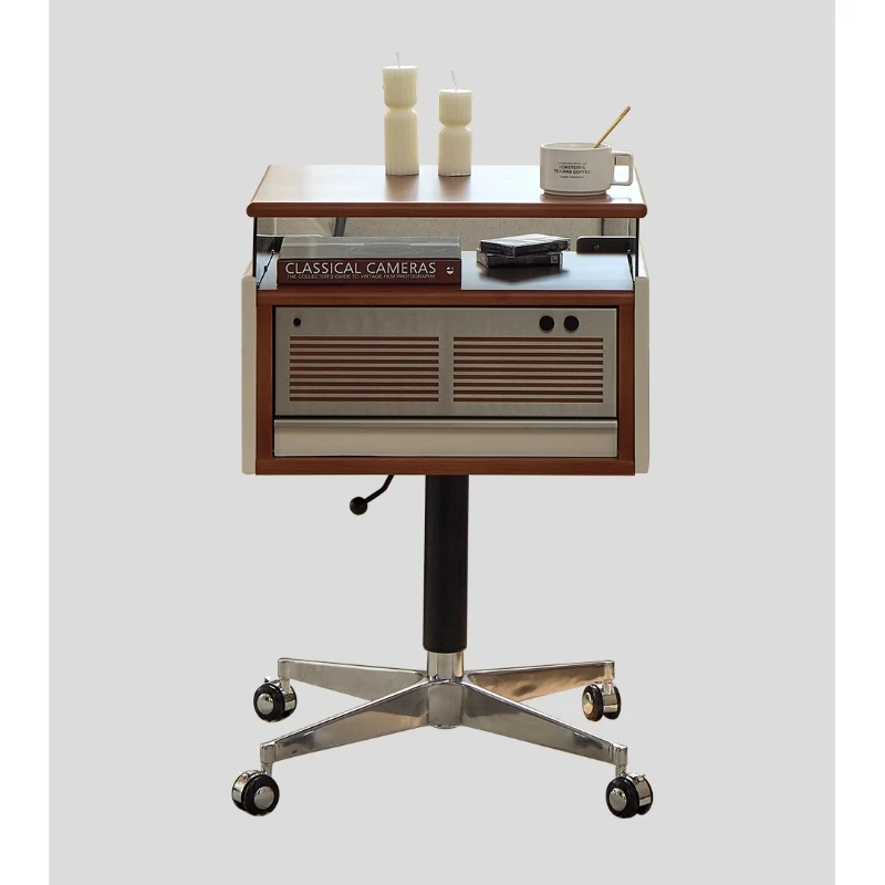 

Solid wood lifting rotating sofa edge few cherry wood bucket bedside cabinet storage side retro record cabinet