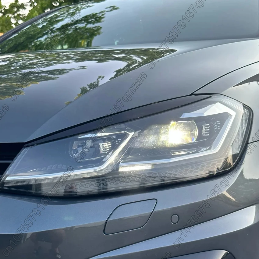 For VW GOLF 7 7.5 MK7 MK7.5 GTI R GTE GTD 2013-2020 L+R Car Headlights Eyebrow Eyelids Trim Stickers Cover Body Kit Gloss Black