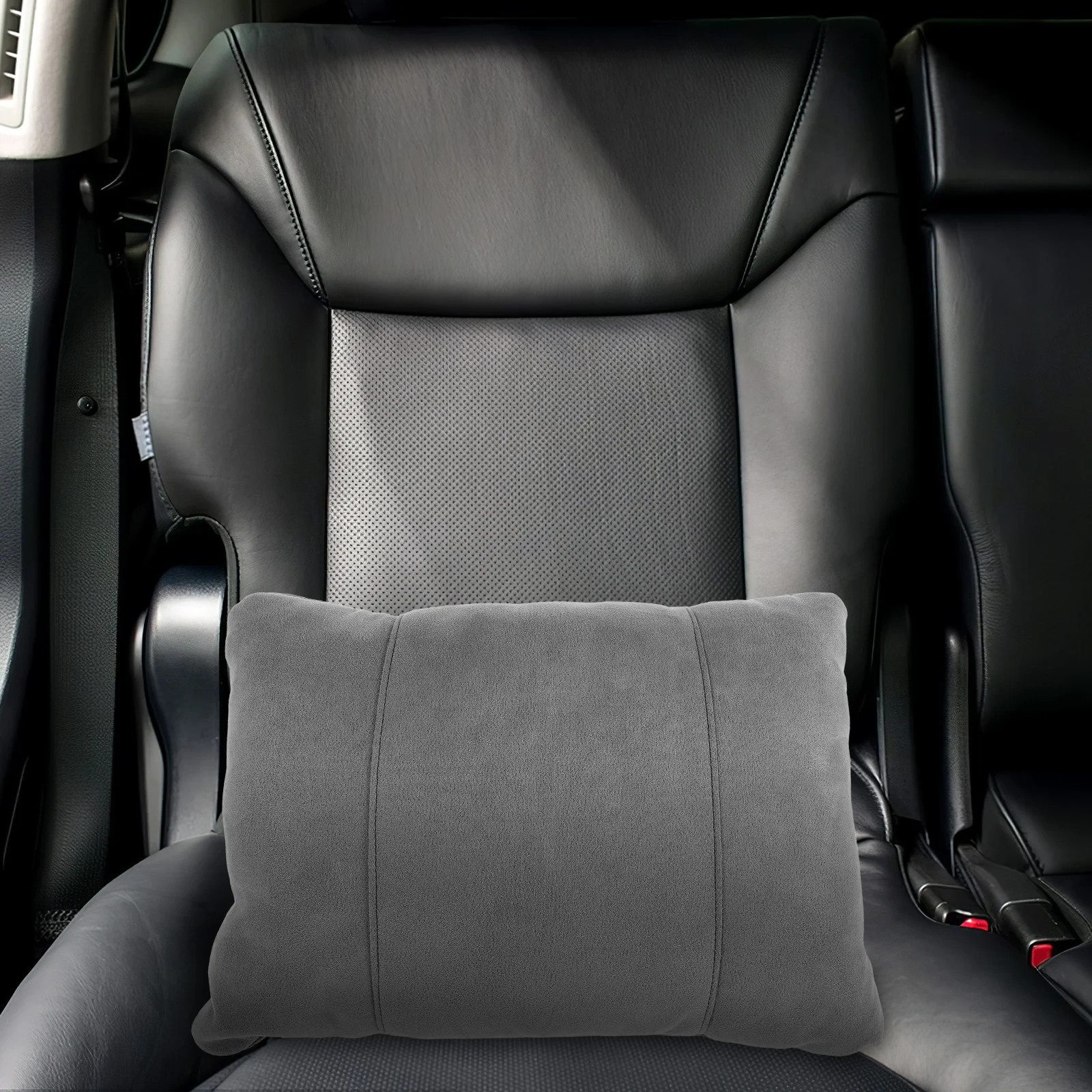

Grey Lumbar Support Pillow Car Seat Back Cushion for Driving Comfort Breathable Office Chair Back Support Backrest for Car Seat