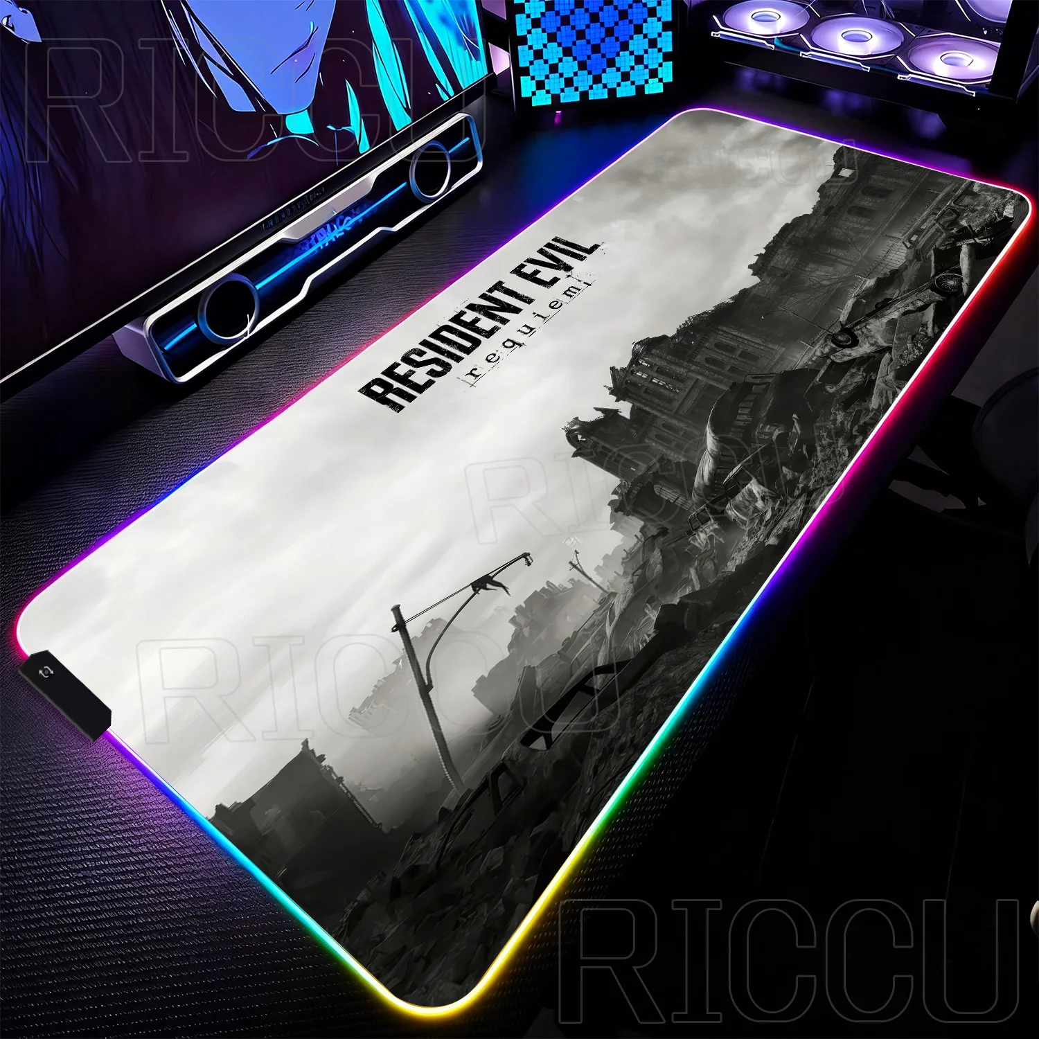 RGB XXL HD Large Gaming Non-slip Mouse pad Resident Evil Requiem Rubber Durable Keyboard LED Desk Mat Laptop PC Accessories Rug