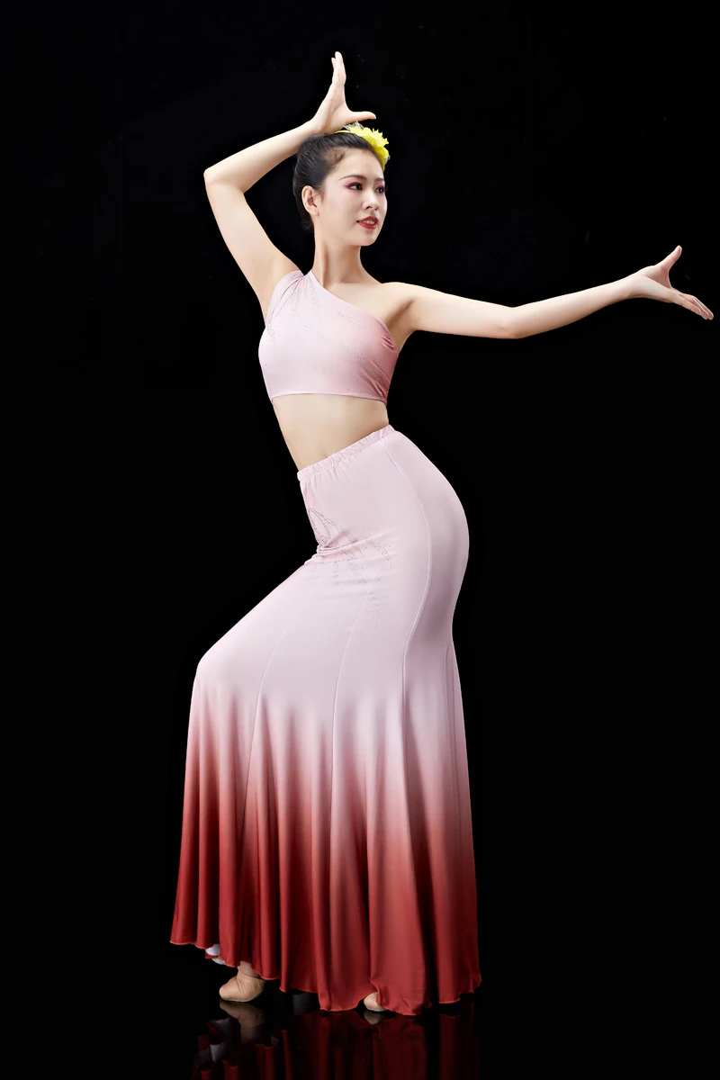 Dai Dance – Costumes folkloriques chinois Hmong pour femmes et filles, vêtements de danseuse de paon, jupe traditionnelle en queue de poisson, spectacle sur scène de paon