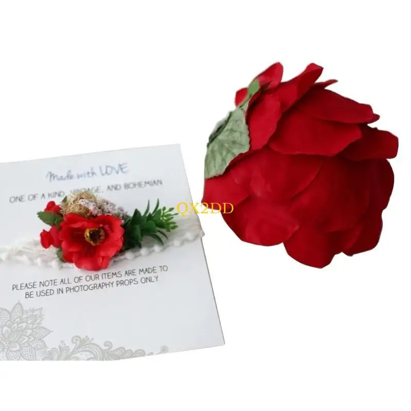 QX2D Newborn Photography Props Floral Headband set Baby Girls Photo Baby Theme fitting for 0-3 Months Babies