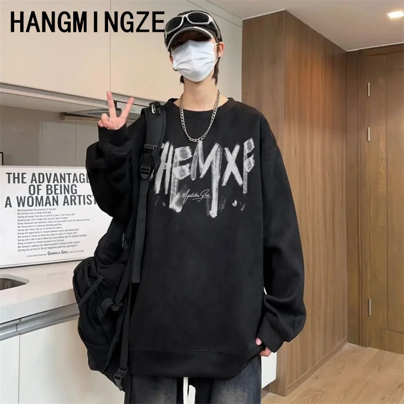 Korean New Style Printed Autumn And Winter Sweatshirt For Men 2024 Spring And Autumn Korean Style New Round Neck Loose Top Trend