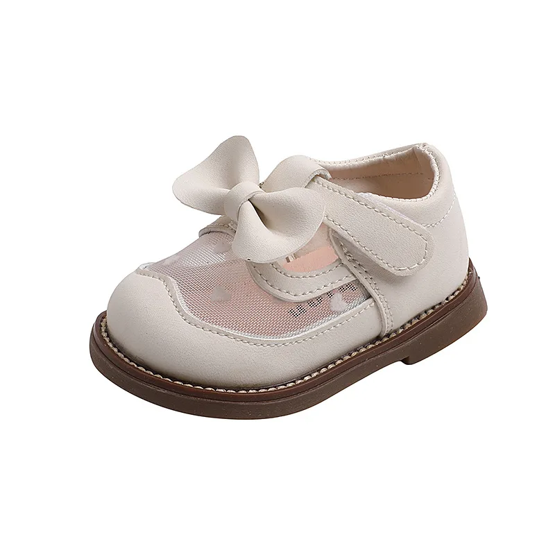 Baby Girls Leather Shoe Spring Summer Sweet Soft Bottom Bowknot Princess Kids Shoe Casual Mesh Baby First Walker Shoe Girl Shoes