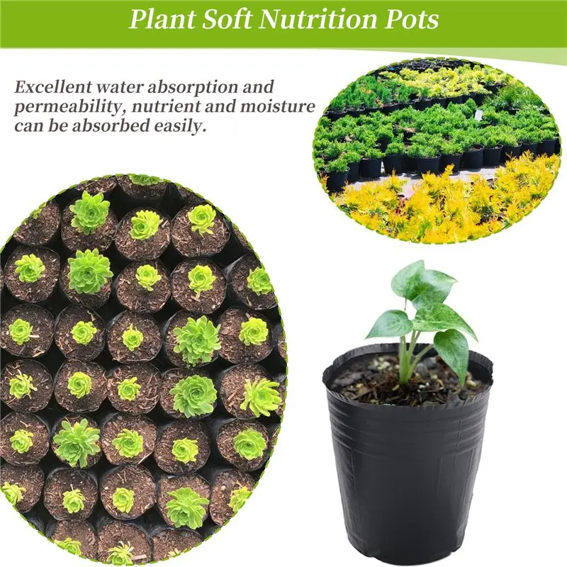 AEE4-500Pcs Nursery Pot Plastic Plant Propagation Container Grow Bag Garden Supplies 8Cmx8cm