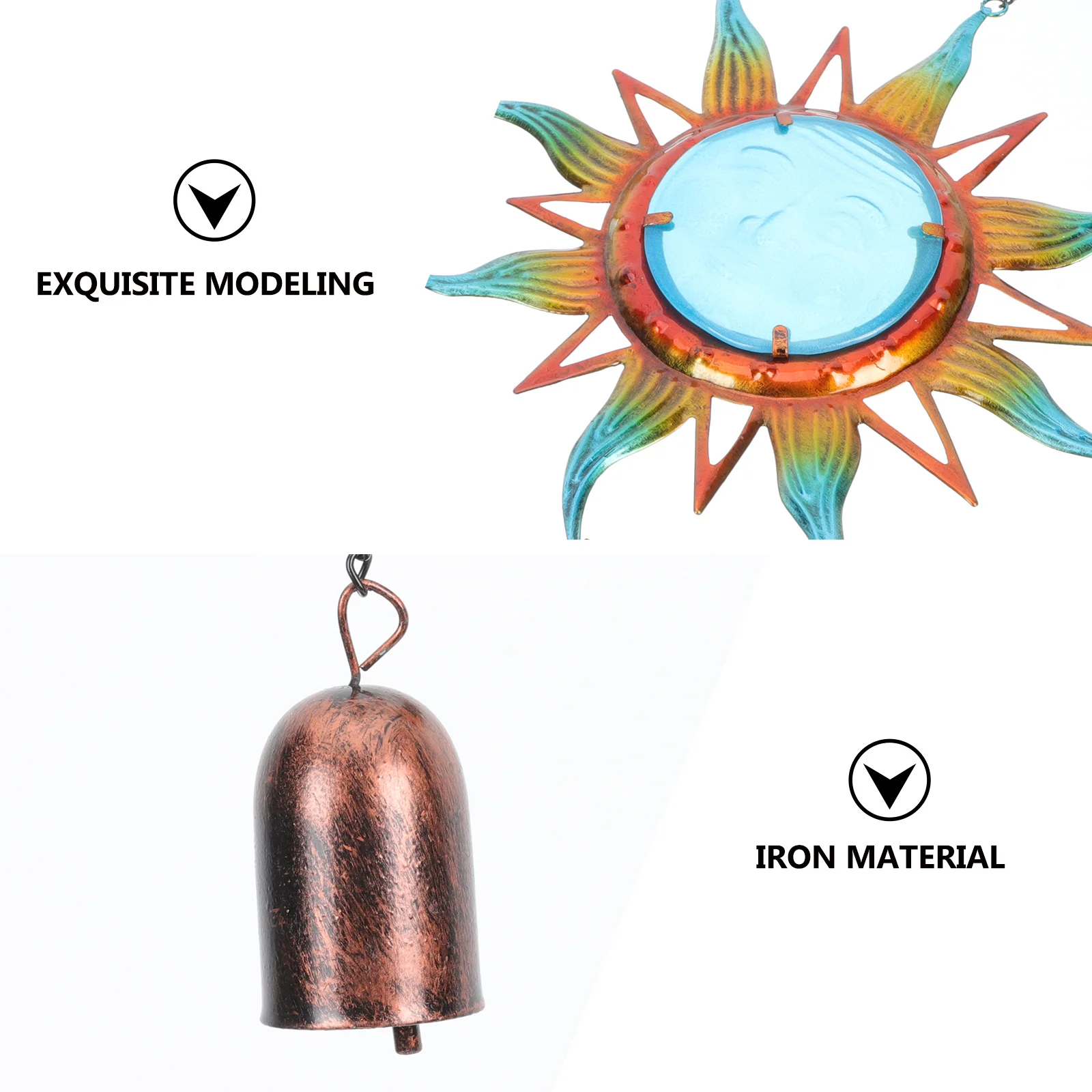 

1Pcs Vintage Wind Chime Hanging Decor Metal Sun Moon Pendant Garden Window Outdoor Decorative Wind Bell Ornament Gift