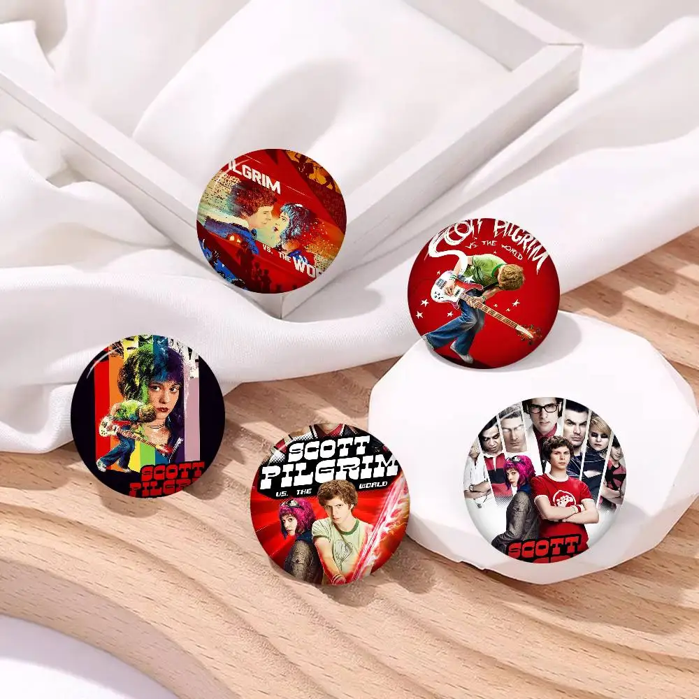 Broche de hojalata hecho a mano con diseño de icono de figura de anime de la película Scott Pilgrim VS The World, ideal para mochilas, ropa y regalos.