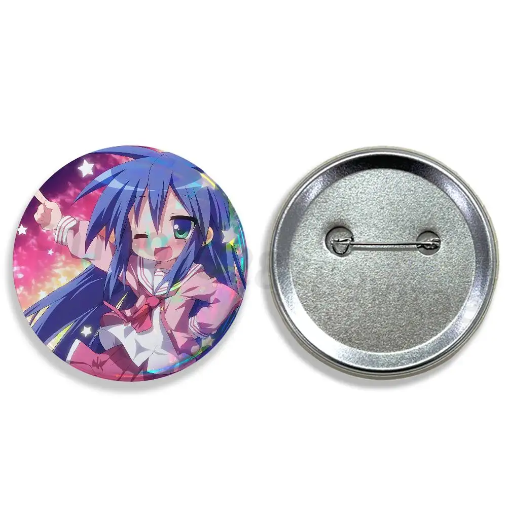Konata Izumi L-Lucky S-Star Pins 58mm Cute Cartoon Badge Handmade Brooches for Backpack Accessories Jewelry Gifts