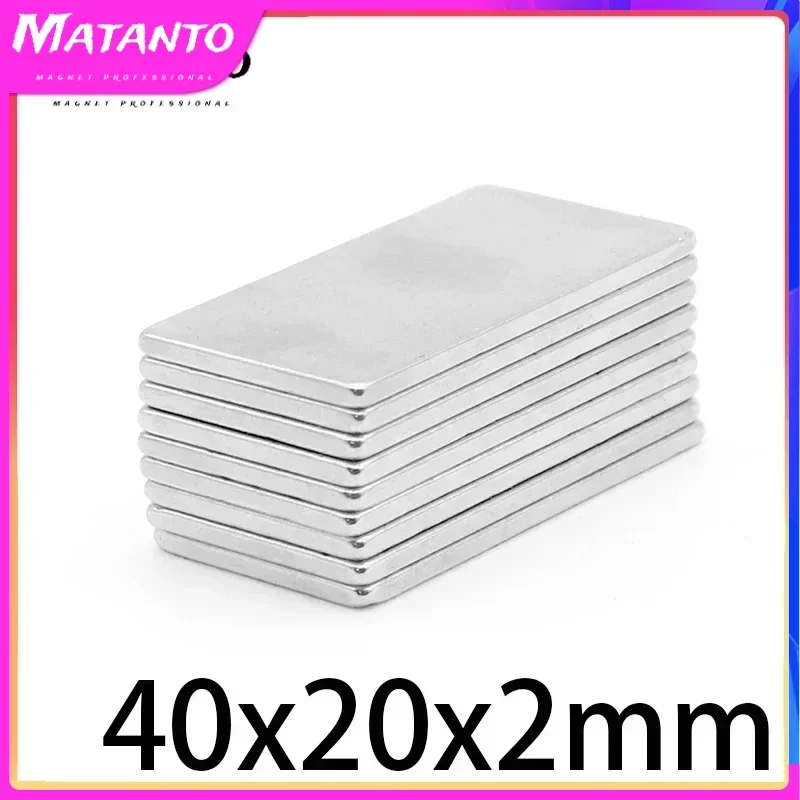 2/5/10/20/50PCS 40x20x2mm Block Strong Powerful Magnets Long Rectangular Permanent Neodymium Magnet Sheet