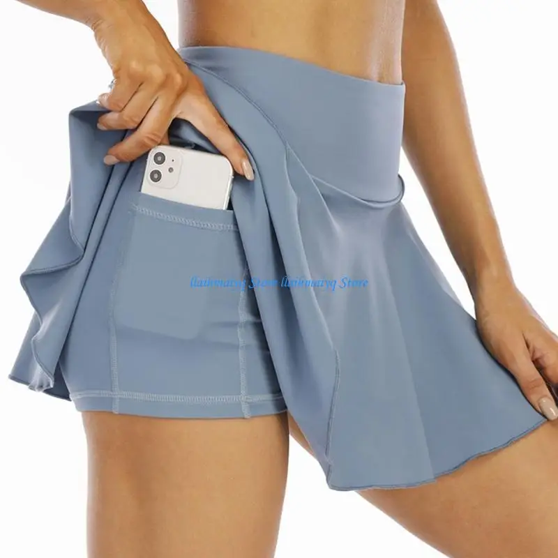 

573B Women's Tennis Skirt Athletic High Waist Golf Skorts with Pockets Inner Shorts Sport Workout Pleated Skirt Skorts Gifts