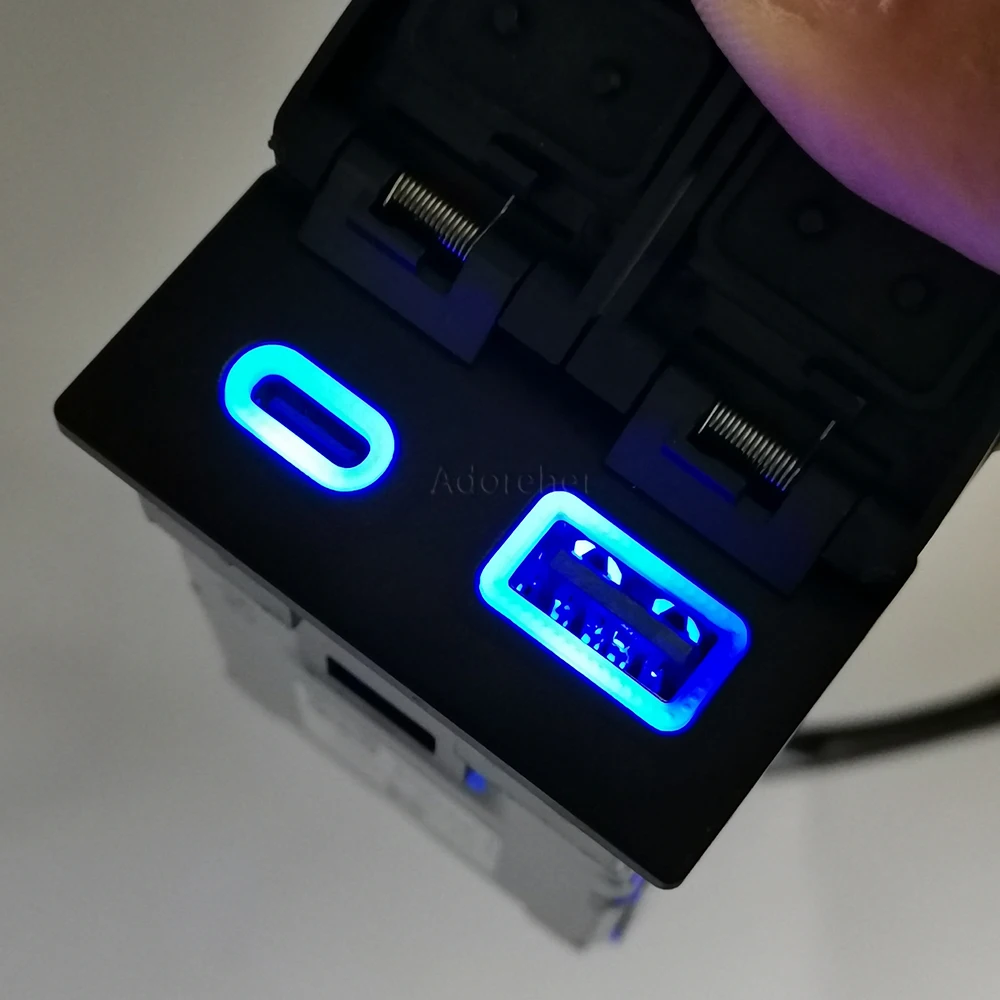 

Синее светодиодное автомобильное зарядное устройство для зарядки телефона, двойной USB Type-C PD-кабель-адаптер для Camry Avalon Highlander Levin RAV4, аксессуары