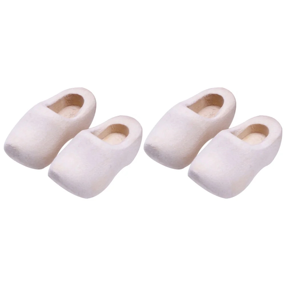 

Finger Shoes Dutch Clogs Doll Wooden Shoes Unfinished Wood Figures Blank Miniature Doll House Decor