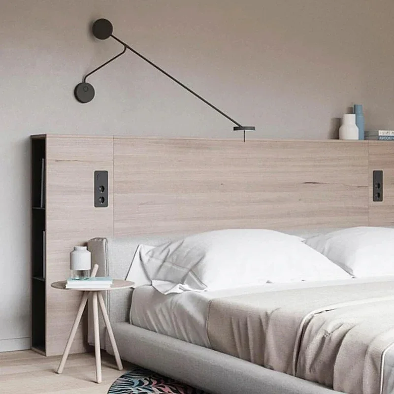 

Nordic Rotatable Long Arm LED Wall Lamp Black Metal Atmosphere Decoration Home Light For Living Room Study Lightling Fixtures