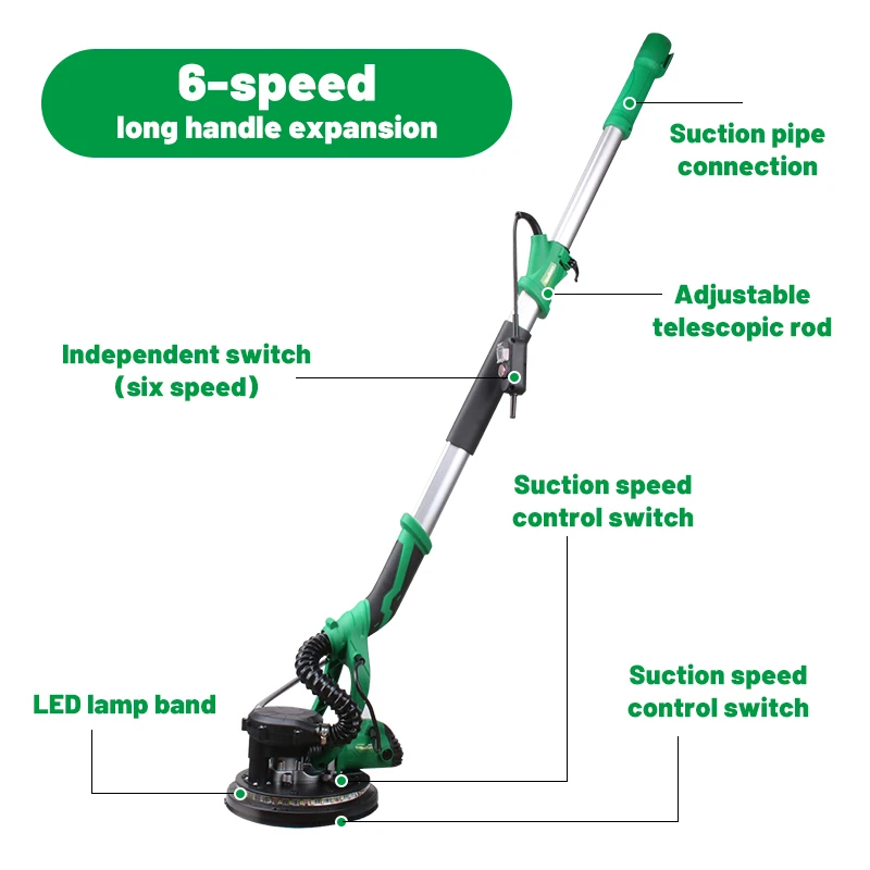 Electric Dry Polishing Sanders for Wall with Vacuum Variable Speed Self-suction Drywall Sander Machine