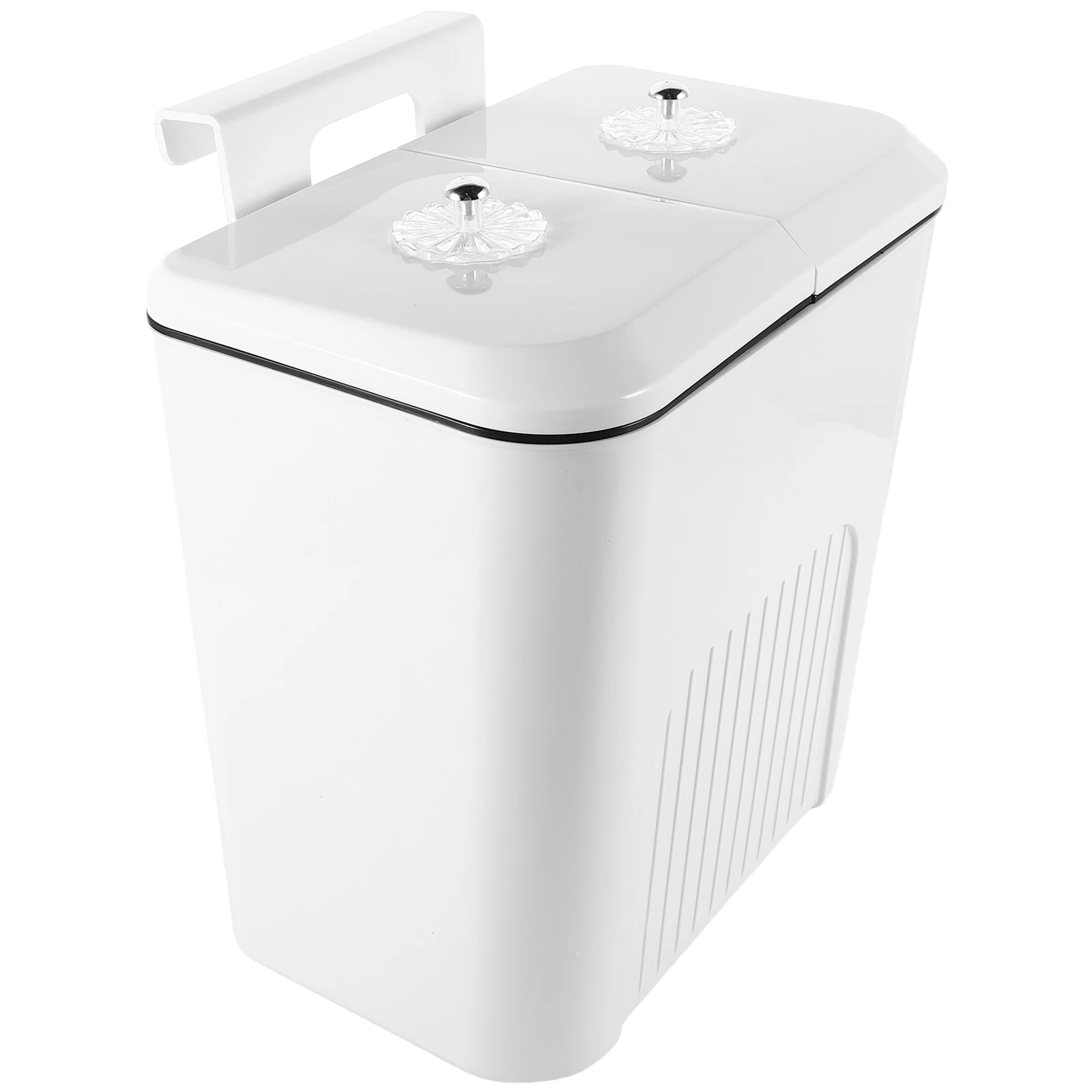 

Kitchen Trash Can Wall Mounted Dual Lid Separation Dry Wet Waste Plastic Bin Home Bathroom Garbage Can White Color Space Saving