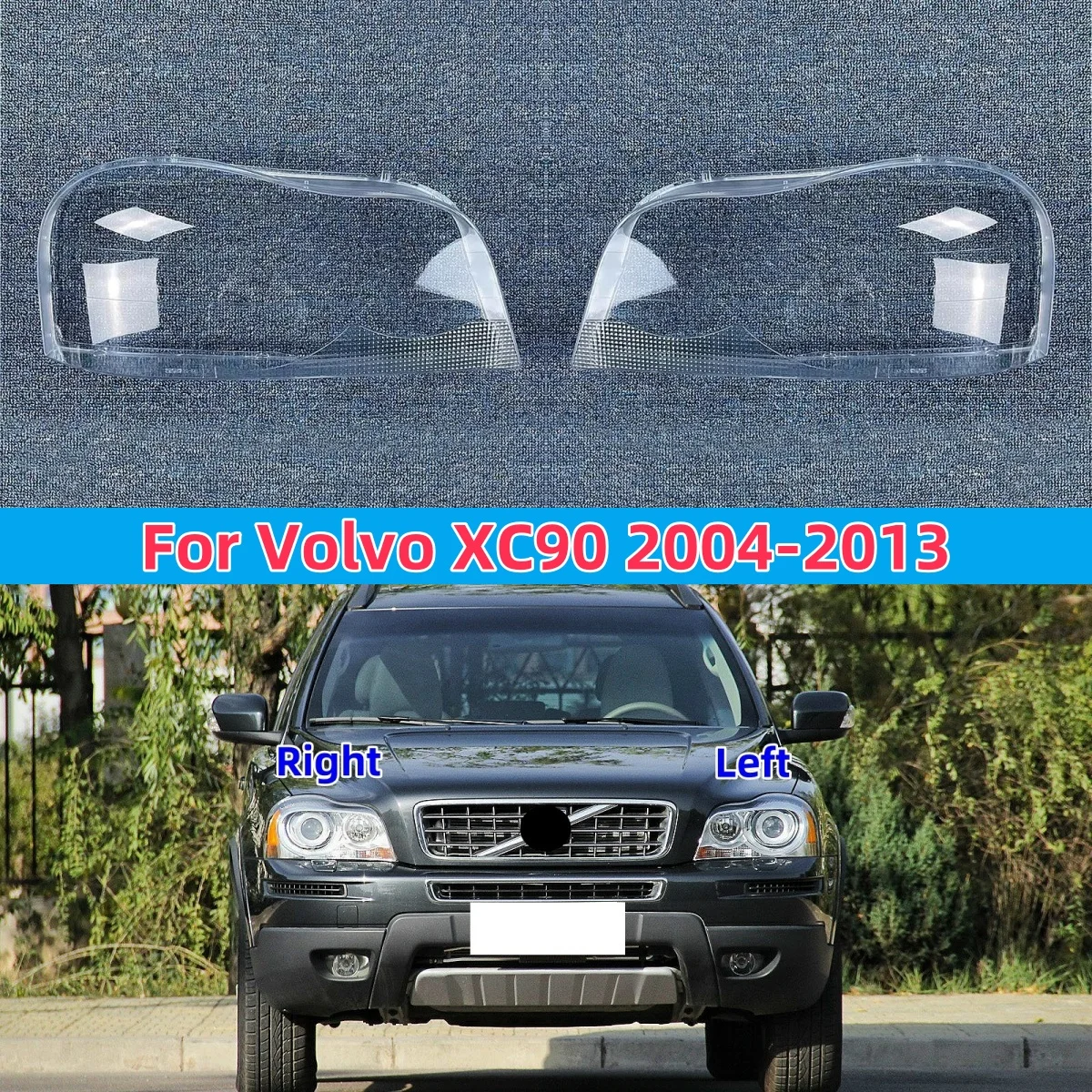 

For Volvo XC90 2004-2013 Car Headlight Lens Cover Shell Head Lamp Shade Transparent