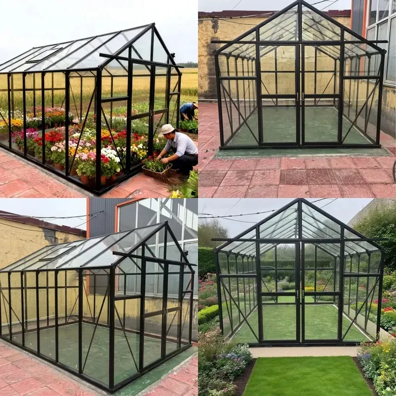 8x12ft Custom Aluminum Alloy Frame PC Greenhouse Full Set Sun Room Outdoor European Garden Structure