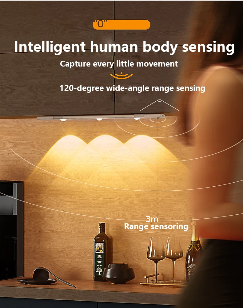 LED Cabinet Lights Motion Sensor Wireless Ultra Thin Night Light For Kitchen Cabinet Bedroom Wardrobe Room Decor Indoor Lighting