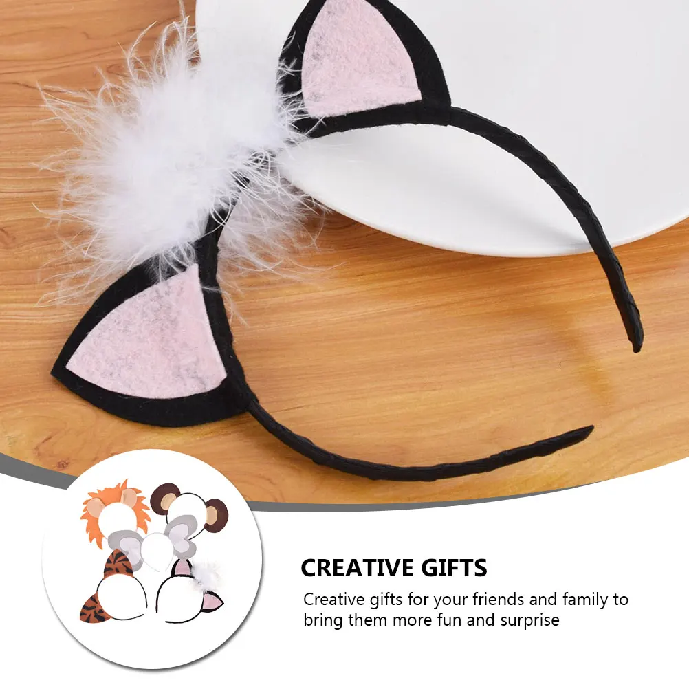 

5Pcs Headb woven Jungle Headdress Accessories Animals Headb Party Zoo Jungle Animals Headdress Ears Hairb