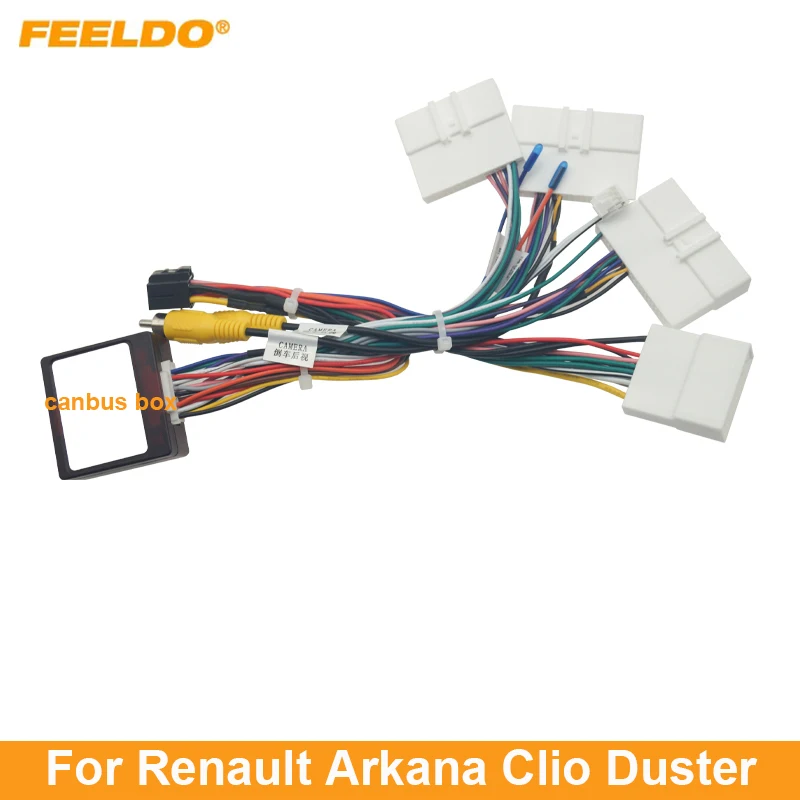 Car Audio Wiring Harness with Canbus Box For Renault Arkana Clio Duster Aftermarket 16pin CD/DVD Stereo Installation Wire Adapte