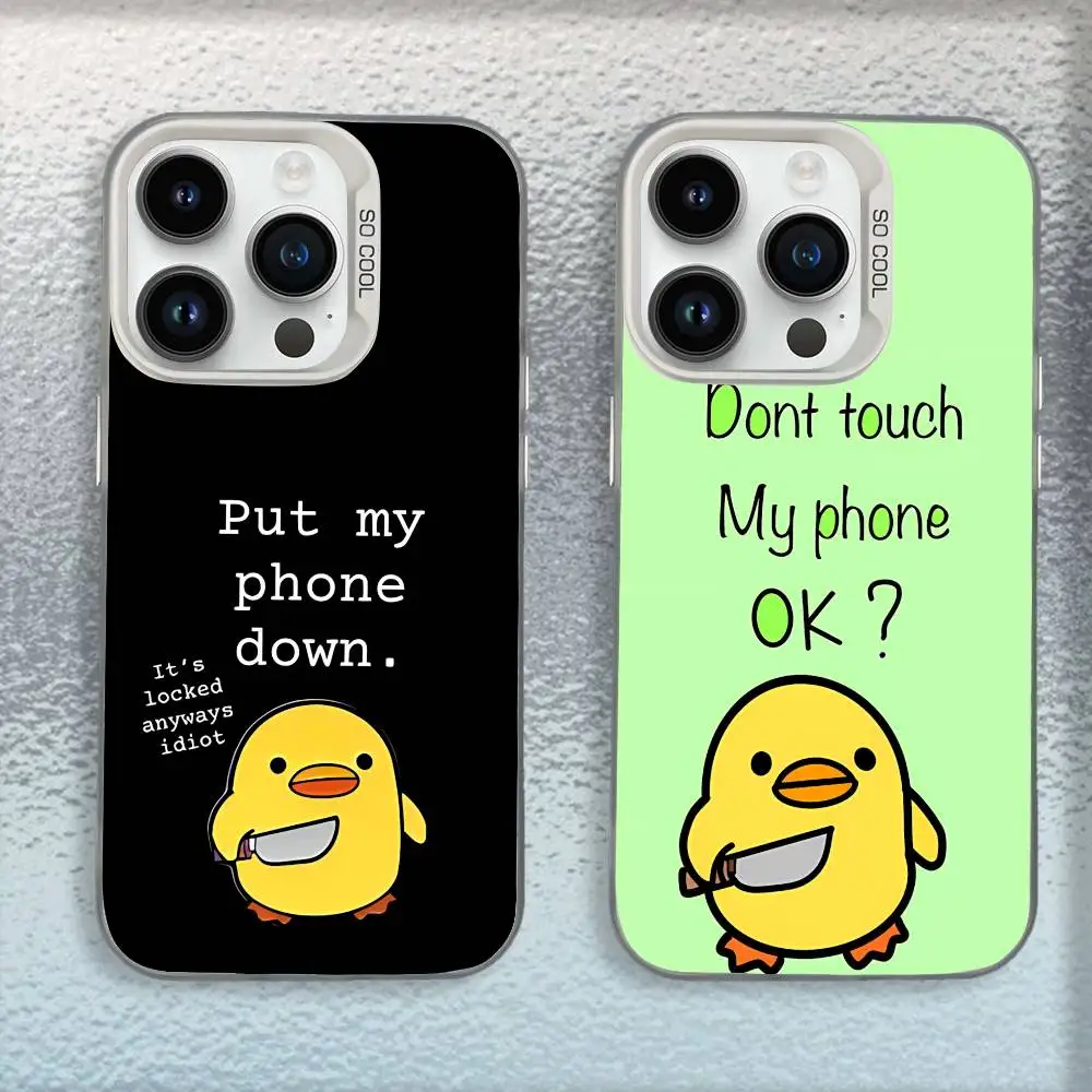 

Dont Touch My Phone Phone Case For iPhone 16,15,14,13,12,11,Mini,Pro,E,SE4,MAX White Candy Matte Shockproof Cover
