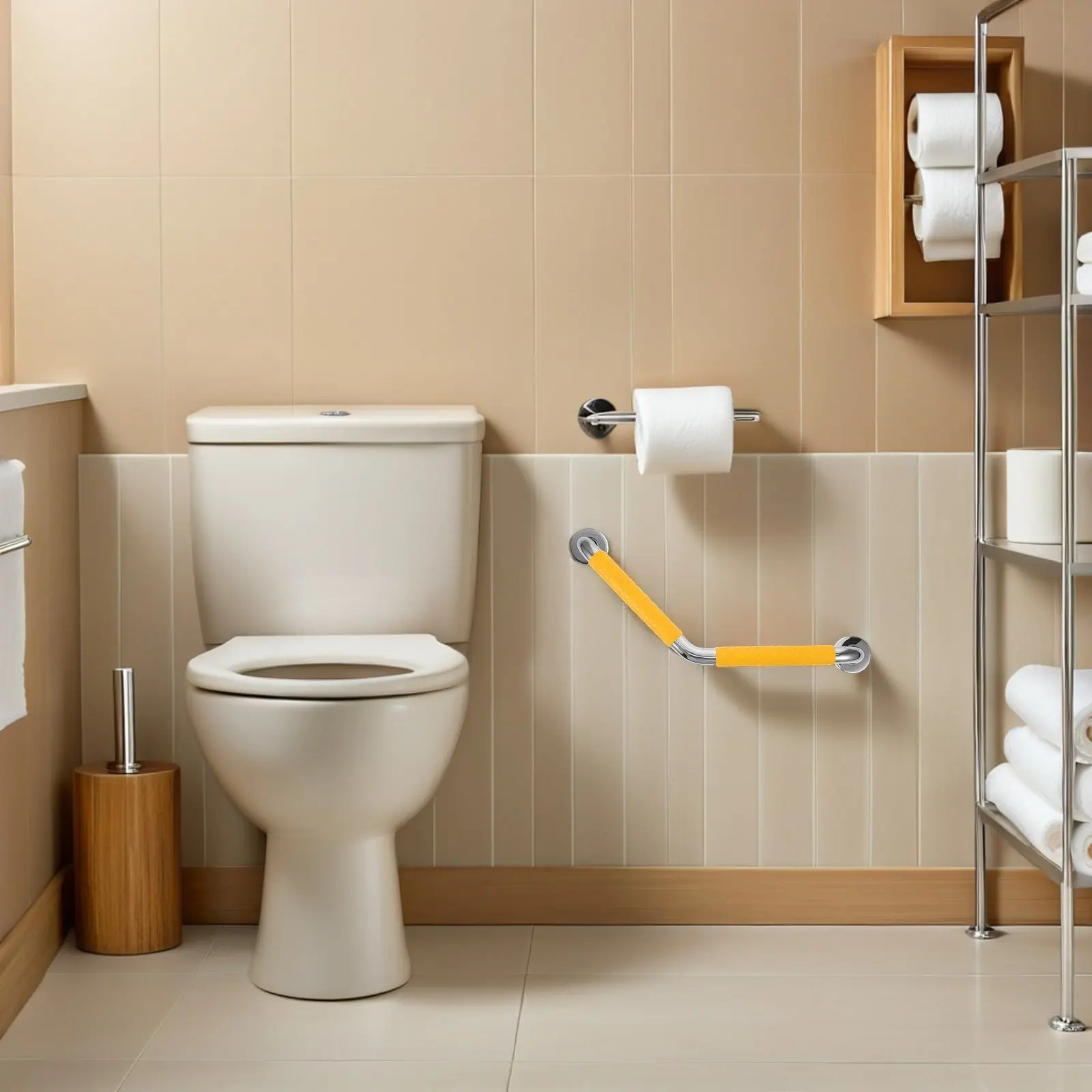 

28Cm Stainless Steel Shower Handrail for Elderly Non Slip Bathroom Grab Bar Safety Anti Fall Support Rail for Seniors Disabled