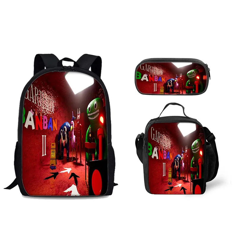 Cartoon Novelty Peculiar Cool Garten of banban 3D Print 3pcs/Set pupil School Bags Laptop Daypack Backpack Lunch bag Pencil Case