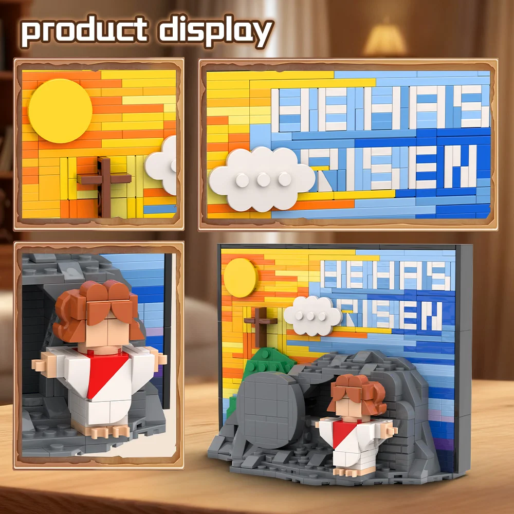 ตัวต่อ Gobricks MOC ฉากการฟื้นคืนชีพของพระเยซู ชุดตัวต่อแบบ BrickheadZS ของเล่นประกอบเองสำหรับเด็ก ของขวัญ