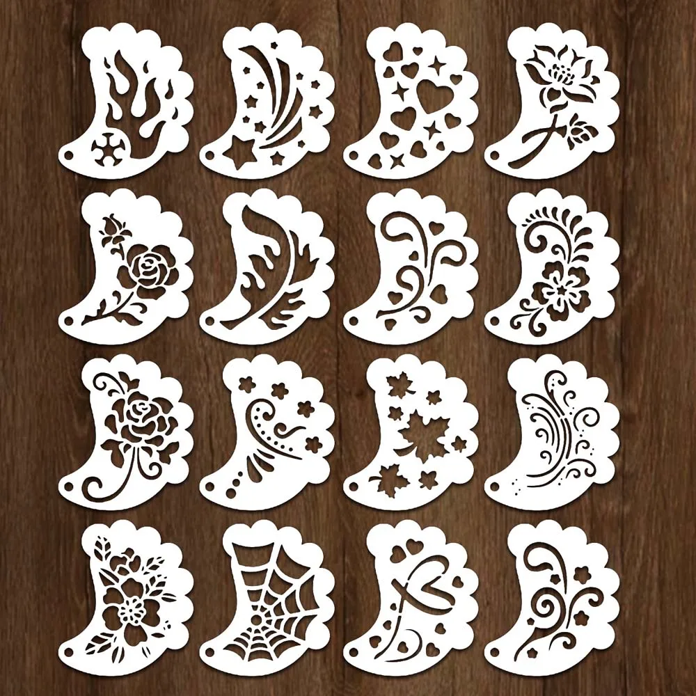 Modelli riutilizzabili per pittura per il viso Stencil per pittura per body art con motivi multipli scavati Fiori decorativi Foglie Strumenti per il trucco fai-da-te