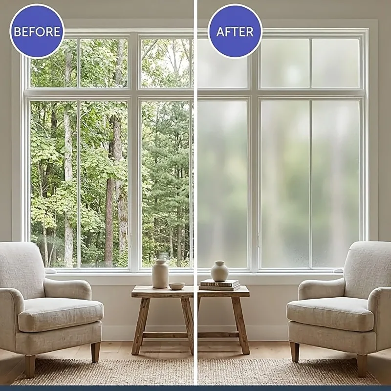 Frosted Privacy Window Film Roll Static Cling No Glue UV Block Heat Block for Home Bathroom Office Door Window