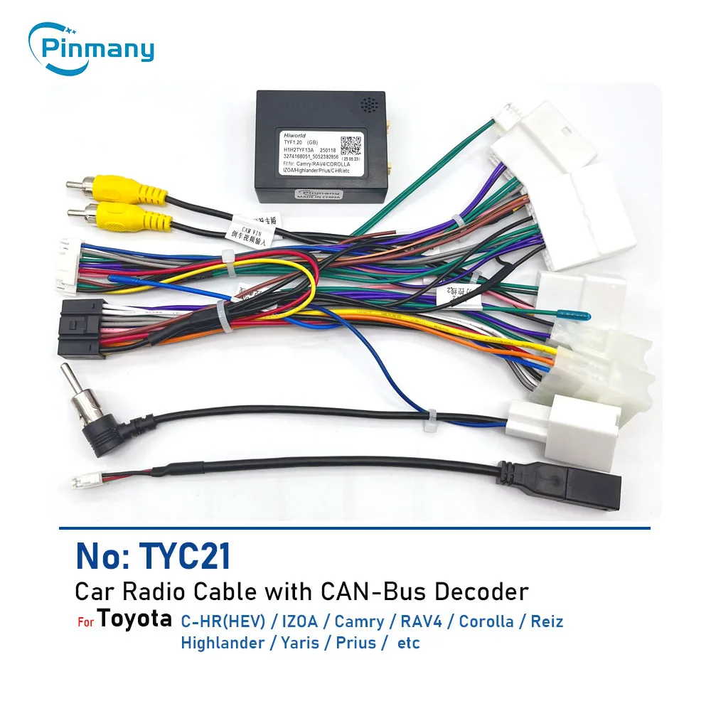 Автомобильный радиокабель TYC21 с декодером шины JBL CAN для Toyota Sienna Hilux Camry C-HR Yaris RAV4 Corolla Prado Avalon