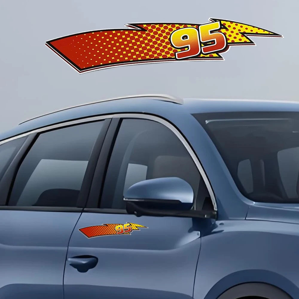 2 قطعة 95 ملصقات السيارات البرق مقاوم للماء للسيارات الزجاج الأمامي الخلفي نافذة الباب الجسم تجديد شارات الفينيل ملصقات السيارات الخارجية