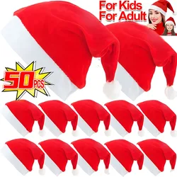50/1PCS Adults Kids Christmas Hats Non-woven Fabric Santa Claus Xmas Hats Cap Merry Christmas New Year Party Festival Decor Gift