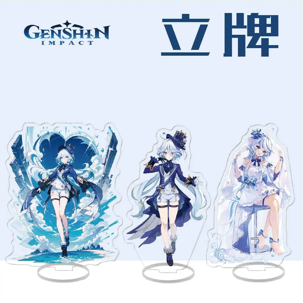 Anime Genshin Impact Acrylic Stand Action Figure Furina Focalors PVC Desktop Stand Model Toys