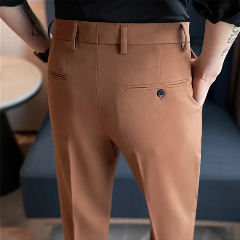 2024 Lente Zomer Britse Stijl Mode Slim Pak Broek Heren Eenvoud Veelzijdige Casual Business Formele Bruiloft Social Broek